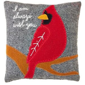 Gray Pillow with Red Cardinal Design